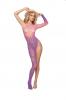 Asymmetrical Pal Leaf Pattern Bodystocking Wisteria/pink Os Sex Toy Product Image 1