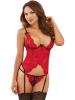 Lace Bustier & G-String Panty Red O/S Sex Toy Product Image 1
