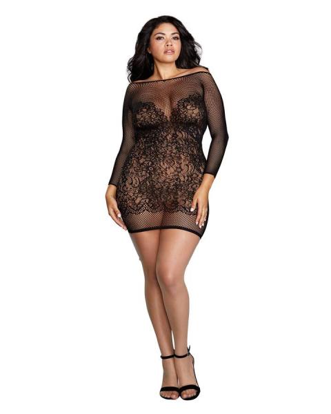 Seamless Fishnet & Lace Versatile Chemise Black Queen Sex Toy Product