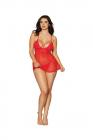 Lace & Mesh Babydoll & G- String Set Lipstick Red O/s Sex Toy Product