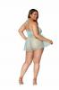 Stretch Lace Babydoll Set W/ Ruffle Trim Mint Q/s Sex Toy Product Image 1