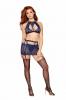 Geo Lace Bralette Garter Skirt Set Denim O/s Sex Toy Product Image 2
