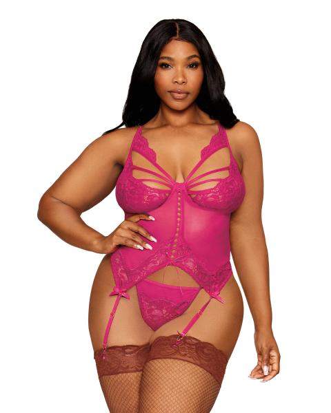 Floral Lace Bustier & G-string Set Beet Q/s Sex Toy Product