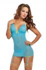 Stretch Mesh Garter Slip & G-String O/S Turquoise Sex Toy Product