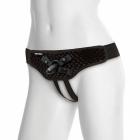 Vac-U-Lock Velvet Crotchless Harness with Plug Black Sex Toy Product