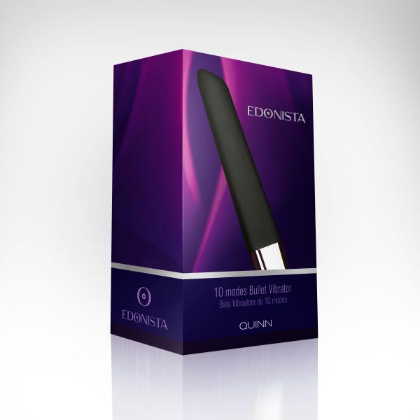 Edonista Quinn Silicone Bullet Vibrator Black 10 Modes Sex Toy Product