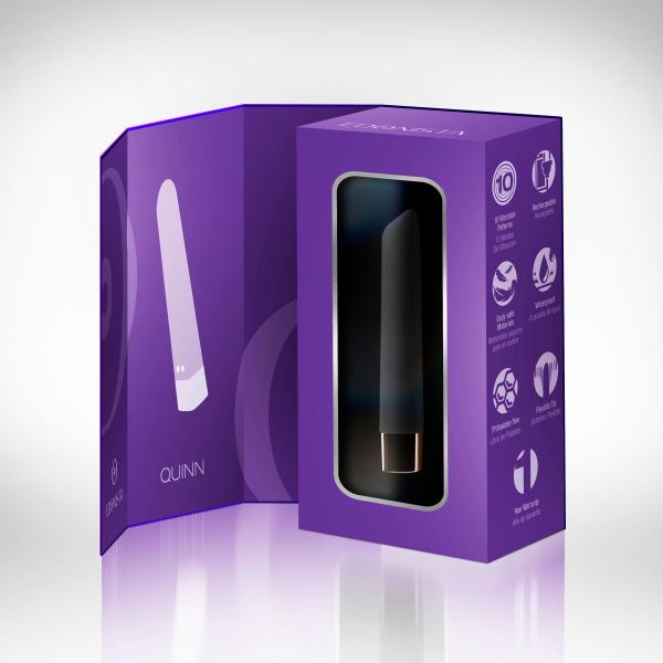 Edonista Quinn Silicone Bullet Vibrator Black 10 Modes Sex Toy Product