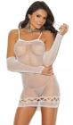 Crochet Mini Dress W/ Matching Gloves White Sex Toy Product