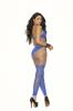 Opaque & Net Footless Bodystocking Blue O/S Sex Toy Product Image 2