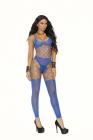 Opaque & Net Footless Bodystocking Blue O/S Sex Toy Product