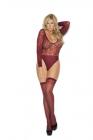 Sheer Burnout Long Sleeve Teddy Burgundy Q/s Sex Toy Product