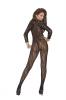 Deep V Bodystocking W/ Long Sleeves Black O/s Sex Toy Product Image 2