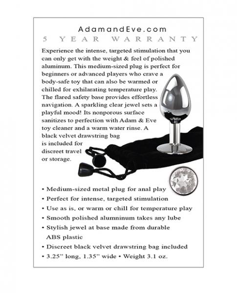 Adam & Eve Clear Gem Anal Plug Medium Sex Toy Product