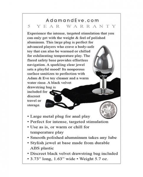 Adam & Eve Clear Gem Anal Plug Large Sex Toy Product