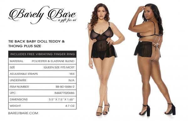 Barely Bare Tie-back Babydoll Teddy & Thong Q/s Sex Toy Product