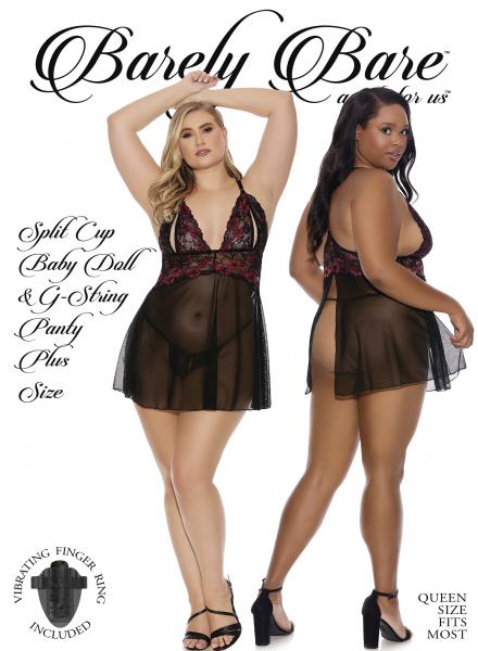 Barely Bare Split Cup Baby Doll & G-string Panty Q/s Sex Toy Product