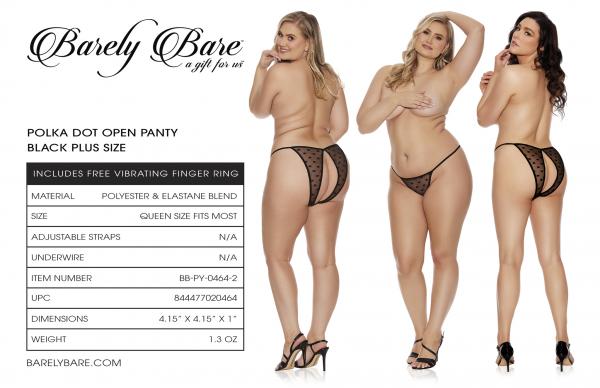 Barely Bare Polka Dot Open Panty Black Q/s Sex Toy Product