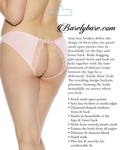 Barely Bare Lace Edge Open Panty Peach Q/s Sex Toy Product