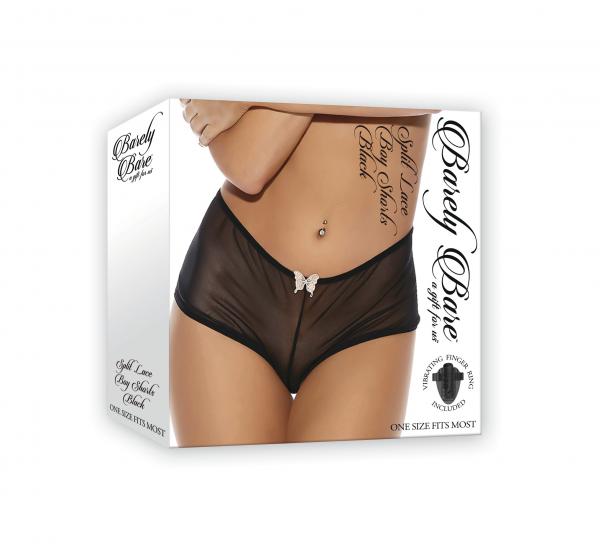 Barely Bare Split Lace Boy Shorts Black O/s Sex Toy Product