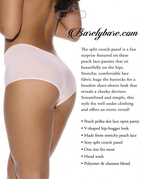 Barely Bare Split Lace Boy Shorts Peach O/s Sex Toy Product