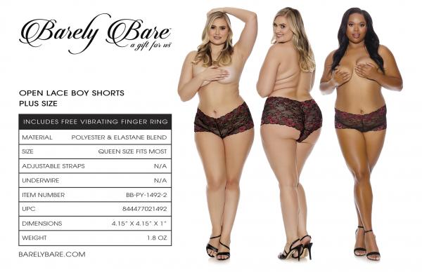 Barely Bare Open Lace Boy Shorts Q/s Sex Toy Product