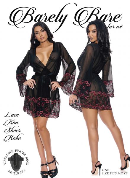 Barely Bare Lace Trim Sheer Robe O/s Sex Toy Product
