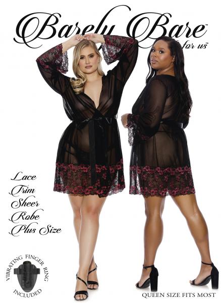 Barely Bare Lace Trim Sheer Robe Q/s Sex Toy Product