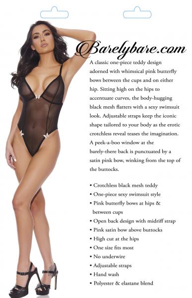 Barely Bare Crotchless Mesh Teddy Black O/s Sex Toy Product