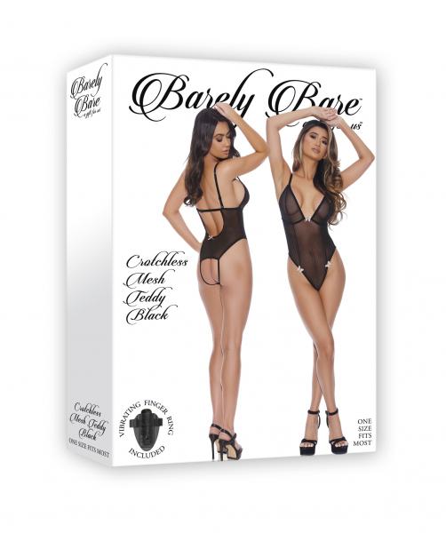 Barely Bare Crotchless Mesh Teddy Black O/s Sex Toy Product