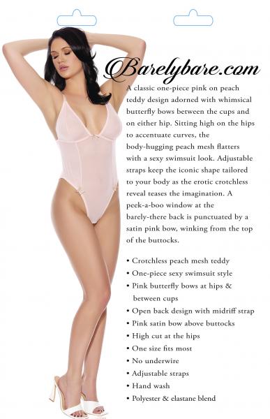 Barely Bare Crotchless Mesh Teddy Peach O/s Sex Toy Product