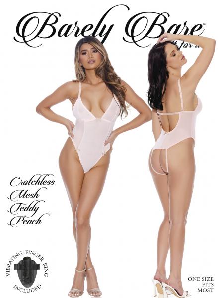 Barely Bare Crotchless Mesh Teddy Peach O/s Sex Toy Product