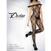 Bow Pattern Bodystocking W/ Off Shoulder Ruffle Blk Os