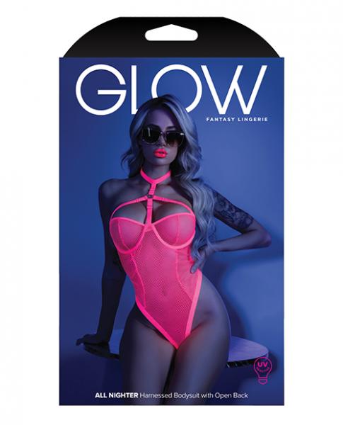 Glow All Nighter Harness Bodysuit Neon Pink M/l Sex Toy Product
