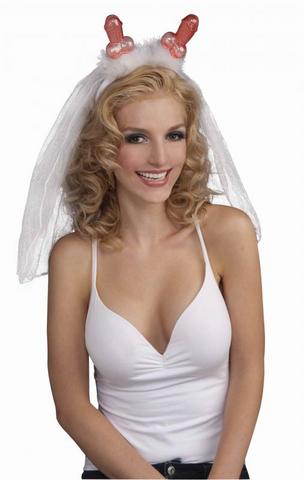 Bachelorette Penis Headband W/Veil