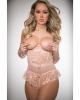 Pinklicious 1pc Open Cup Lace Romper Pink Salmon O/s Sex Toy Product Image 2