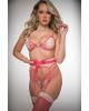 Pinklicious 3pc Lace Garter Panty Bra Stockings Twinkle Coral O/s Sex Toy Product Image 1