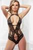 1pc Strappy Galore Halter Teddy Black O/s Sex Toy Product Image 2