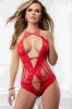 1pc Strappy Galore Halter Teddy Red O/s Sex Toy Product Image 3
