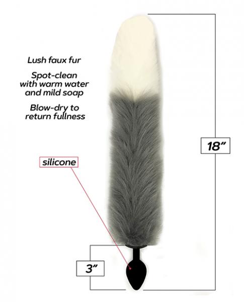 Foxy Tail Silicone Butt Plug Grey Sex Toy Product