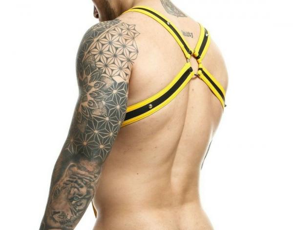 Male Basics Dngeon Cross Cock Ring Harness Yellow O/s (hanging) Sex Toy Product