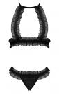 Ruffled Halter Bra & Thong Set Black 2xl Sex Toy Product
