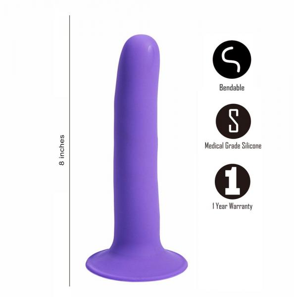 Marin 8 In Posable Silicone Dong Purple Sex Toy Product