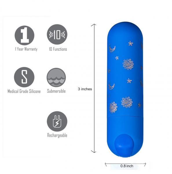 Luna Super Charged Mini Bullet W/ Stars & Moon Pattern Sex Toy Product