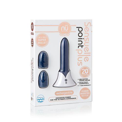 Sensuelle Point Plus Bullet Vibrator Blue 2 Sleeves Sex Toy Product