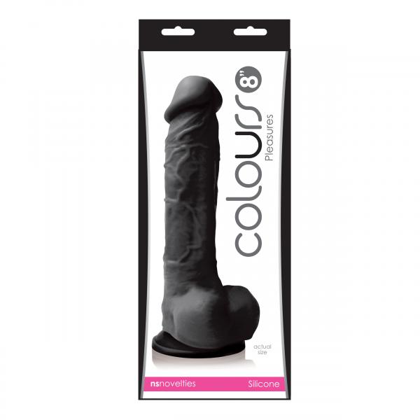 Colours Pleasures 8 inches Silicone Dildo - Black	 Sex Toy Product