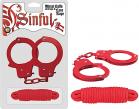 Metal Cuffs with Love Rope Red Sex Toy Product