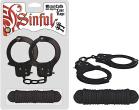 Metal Cuffs with Love Rope Black Sex Toy Product