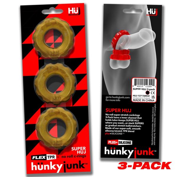 Super Huj 3pk Cock Rings Bronze (net) Sex Toy Product