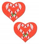 Candy Cane Red Heart Pasties O/S Sex Toy Product