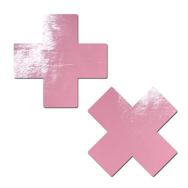 Pastease Plus X Faux Latex Baby Pink Crosses Sex Toy Product